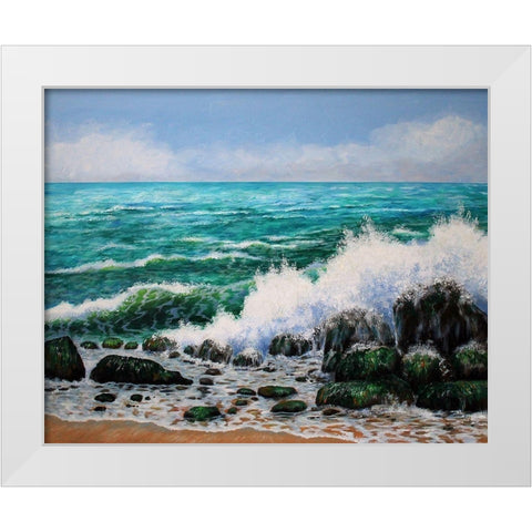 Crashing Waves White Modern Wood Framed Art Print by Francis, Sandra