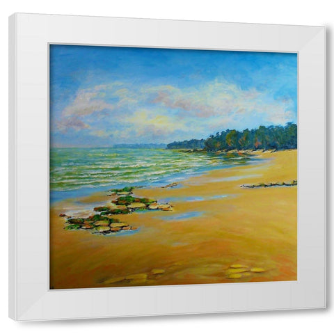 Sand Cove Bay White Modern Wood Framed Art Print by Francis, Sandra