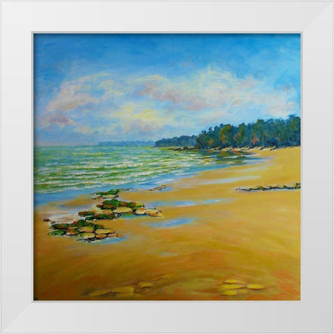 Sand Cove Bay White Modern Wood Framed Art Print by Francis, Sandra