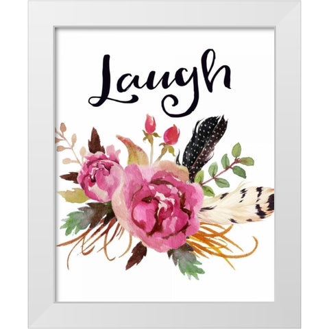 Laugh White Modern Wood Framed Art Print by Moss, Tara