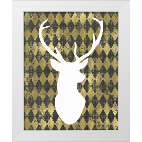 White Deerhead White Modern Wood Framed Art Print by Moss, Tara