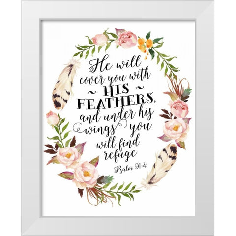 Psalm 91-4 White Modern Wood Framed Art Print by Moss, Tara