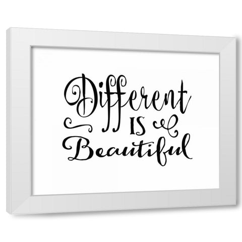 Different is Beautiful White Modern Wood Framed Art Print by Moss, Tara