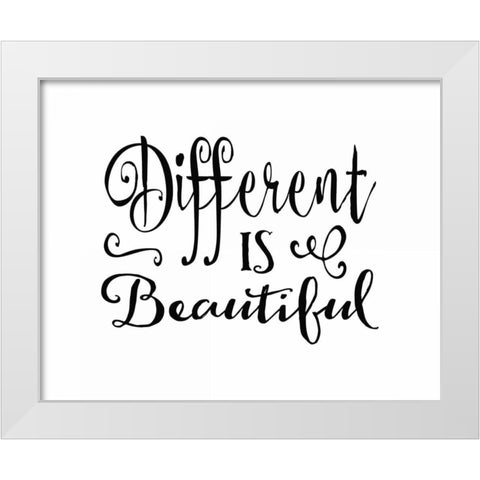 Different is Beautiful White Modern Wood Framed Art Print by Moss, Tara