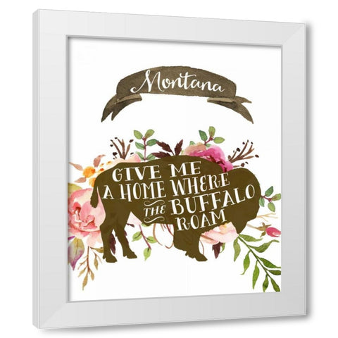 Montana Buffalo Home White Modern Wood Framed Art Print by Moss, Tara