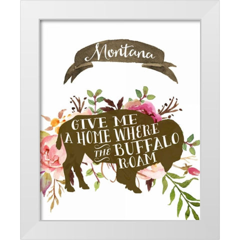 Montana Buffalo Home White Modern Wood Framed Art Print by Moss, Tara