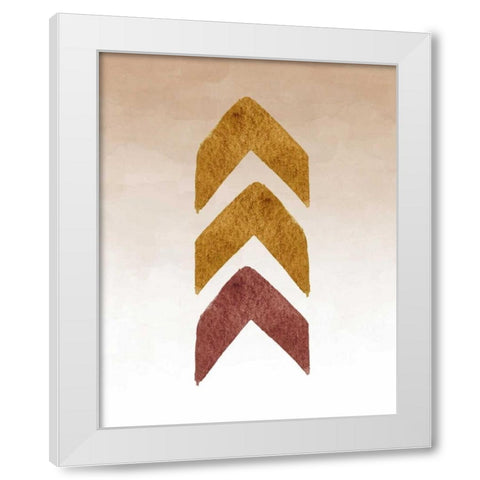 Gold and Maroon Tribal Arrows White Modern Wood Framed Art Print by Moss, Tara