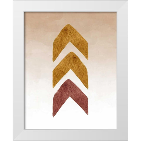 Gold and Maroon Tribal Arrows White Modern Wood Framed Art Print by Moss, Tara