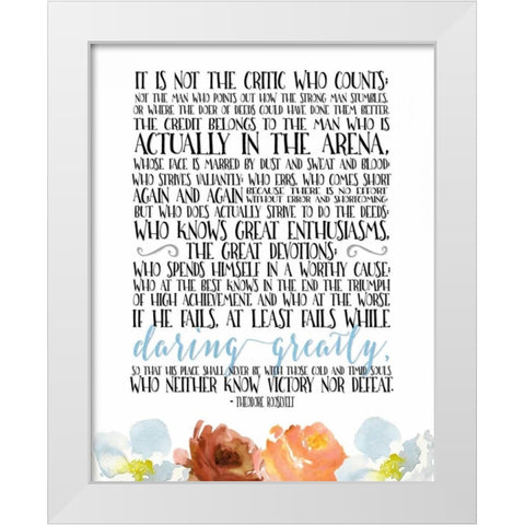 The Man in the Arena White Modern Wood Framed Art Print by Moss, Tara