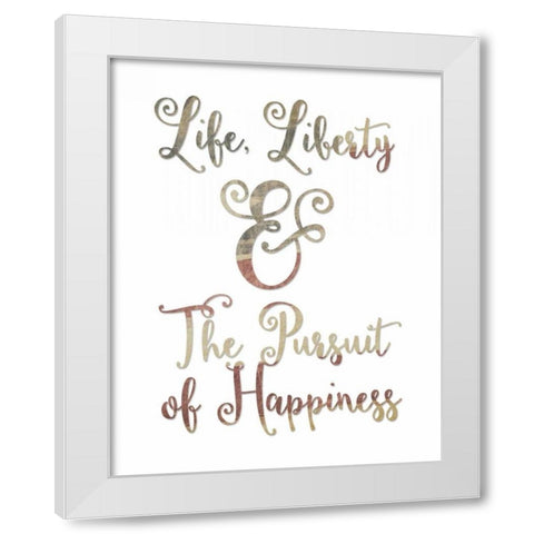 Life Liberty Typography White Modern Wood Framed Art Print by Moss, Tara