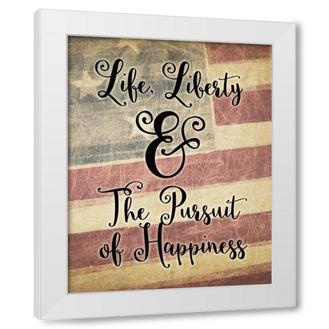 Life Liberty White Modern Wood Framed Art Print by Moss, Tara