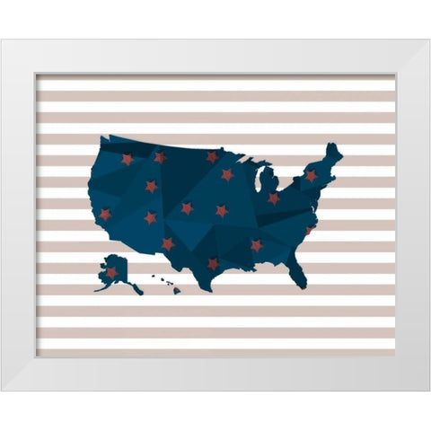 America Blue Red Stripes White Modern Wood Framed Art Print by Moss, Tara