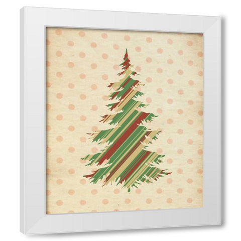 Striped Christmas Tree White Modern Wood Framed Art Print by Moss, Tara
