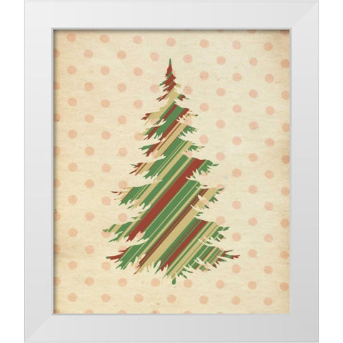 Striped Christmas Tree White Modern Wood Framed Art Print by Moss, Tara