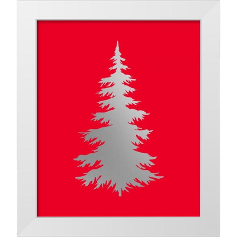 Silver Tree on Red White Modern Wood Framed Art Print by Moss, Tara