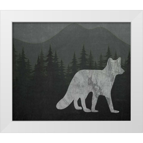 Chalkboard Fox White Modern Wood Framed Art Print by Moss, Tara
