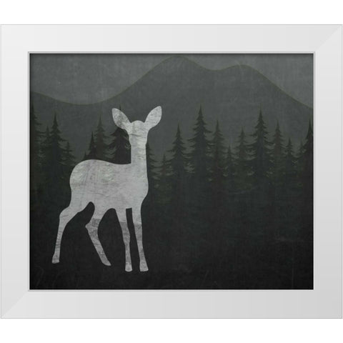 Chalkboard Deer White Modern Wood Framed Art Print by Moss, Tara