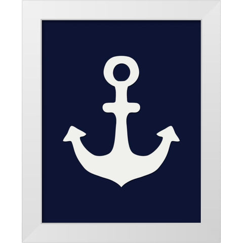 White Anchor on Blue White Modern Wood Framed Art Print by Moss, Tara