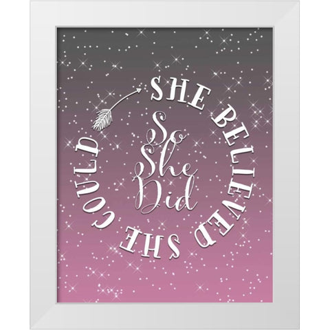 She Believed White Modern Wood Framed Art Print by Moss, Tara