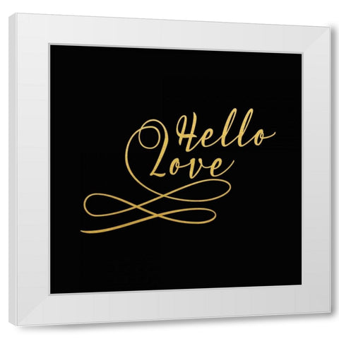Hello Love Gold White Modern Wood Framed Art Print by Moss, Tara