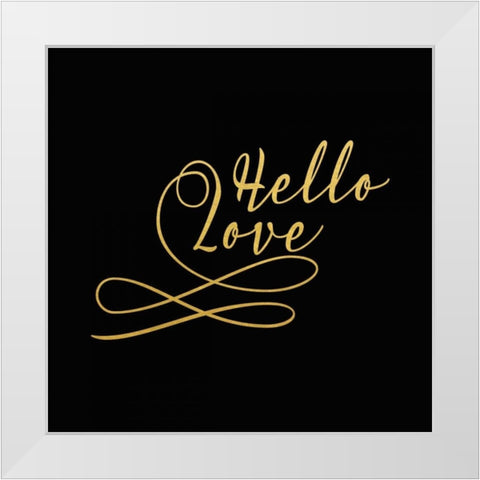 Hello Love Gold White Modern Wood Framed Art Print by Moss, Tara