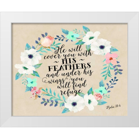 Psalm 91 - 4 White Modern Wood Framed Art Print by Moss, Tara
