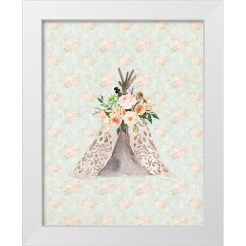 TeePee on Floral White Modern Wood Framed Art Print by Moss, Tara