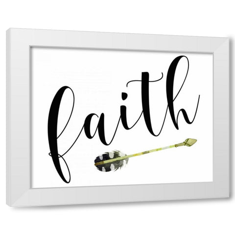 Faith with Arrow White Modern Wood Framed Art Print by Moss, Tara
