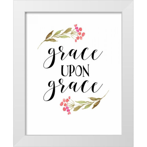 Grace Upon Grace White Modern Wood Framed Art Print by Moss, Tara