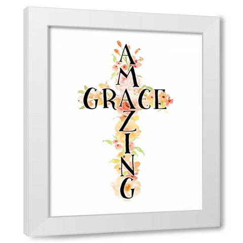 Amazing Grace Floral White Modern Wood Framed Art Print by Moss, Tara