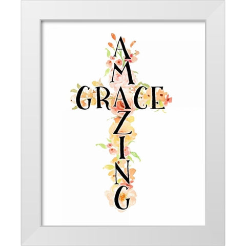 Amazing Grace Floral White Modern Wood Framed Art Print by Moss, Tara