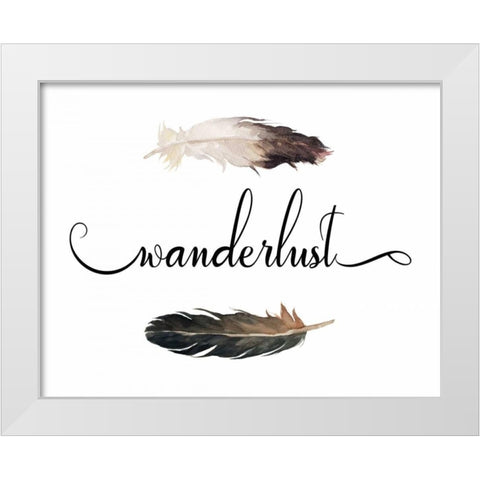 Wanderlust Feathers White Modern Wood Framed Art Print by Moss, Tara