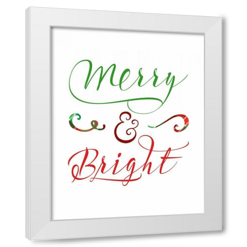 Merry and Bright White Modern Wood Framed Art Print by Moss, Tara