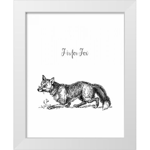 F is for Fox White Modern Wood Framed Art Print by Moss, Tara