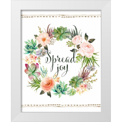 Spread Joy Wreath White Modern Wood Framed Art Print by Moss, Tara