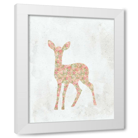 Shabby Chic Deer White Modern Wood Framed Art Print by Moss, Tara