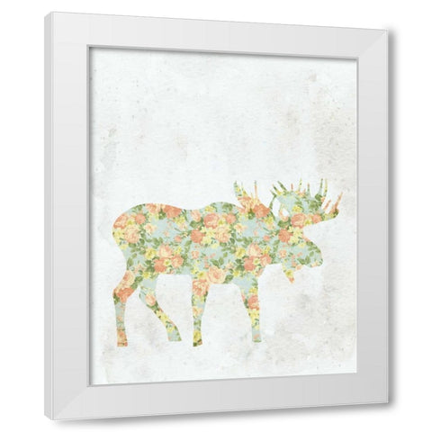 Shabby Chic Moose White Modern Wood Framed Art Print by Moss, Tara