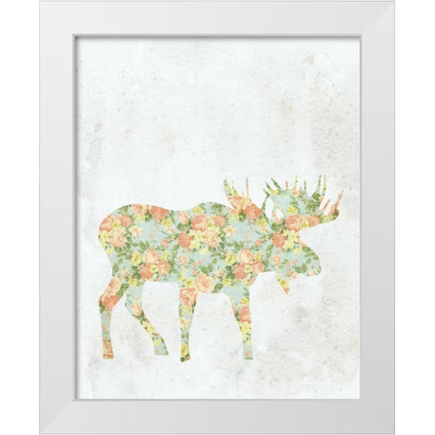 Shabby Chic Moose White Modern Wood Framed Art Print by Moss, Tara