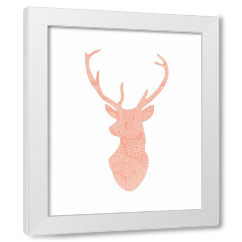 Coral Pattern Deer Head White Modern Wood Framed Art Print by Moss, Tara