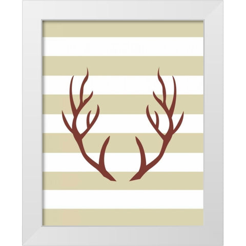 Maroon Antlers White Modern Wood Framed Art Print by Moss, Tara