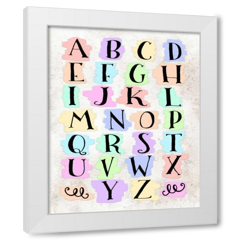 Colorful Alphabet White Modern Wood Framed Art Print by Moss, Tara