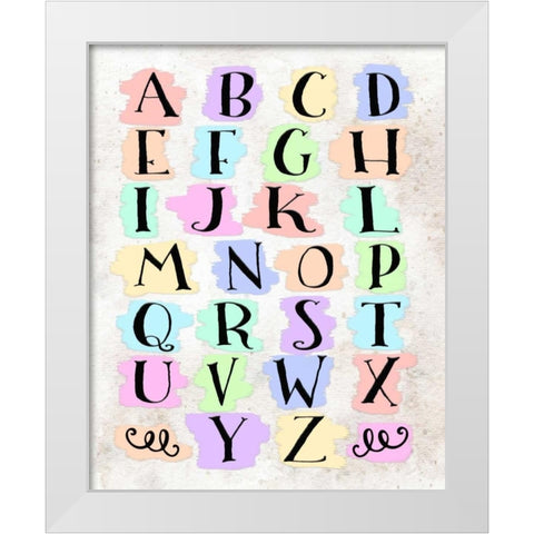 Colorful Alphabet White Modern Wood Framed Art Print by Moss, Tara