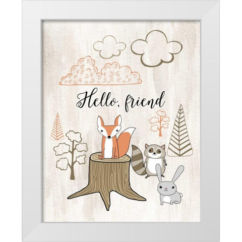 Hello Friend White Modern Wood Framed Art Print by Moss, Tara