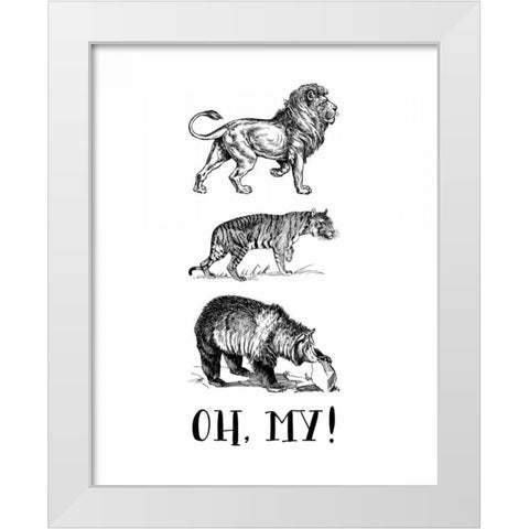 Lion Tiger Bear - Oh My! White Modern Wood Framed Art Print by Moss, Tara