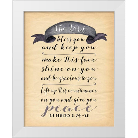 Numbers 6: 24-26 II White Modern Wood Framed Art Print by Moss, Tara