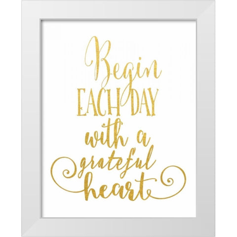 Grateful Heart Gold White Modern Wood Framed Art Print by Moss, Tara