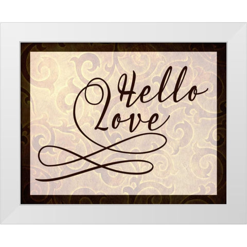 Hello Love Gold and Black White Modern Wood Framed Art Print by Moss, Tara