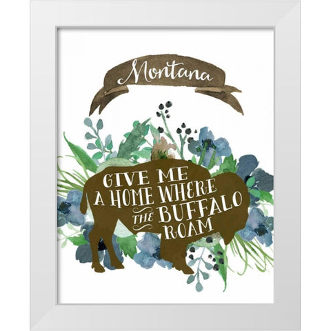 Montana Blue Buffalo White Modern Wood Framed Art Print by Moss, Tara