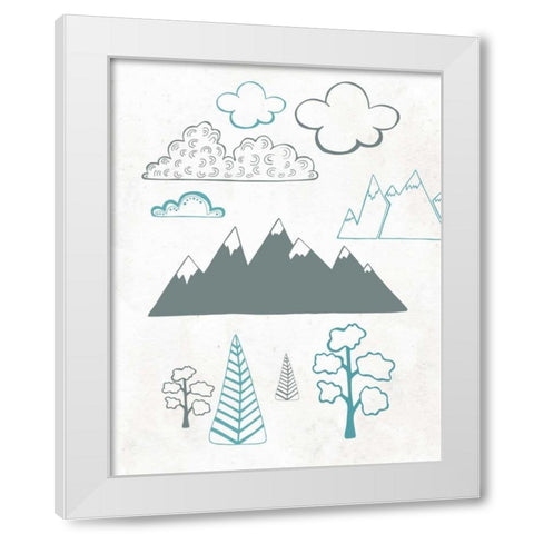 Teal and Gray Scene White Modern Wood Framed Art Print by Moss, Tara