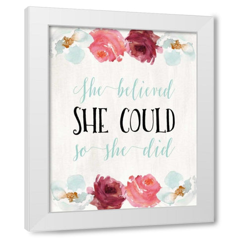 She Believed White Modern Wood Framed Art Print by Moss, Tara